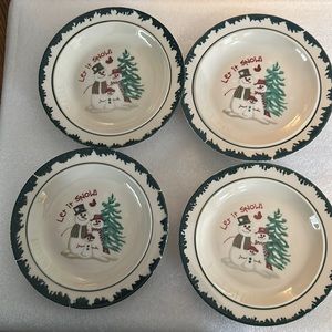 Vtg 1998 Atico Let It Snow Salad Dessert Plates 4
